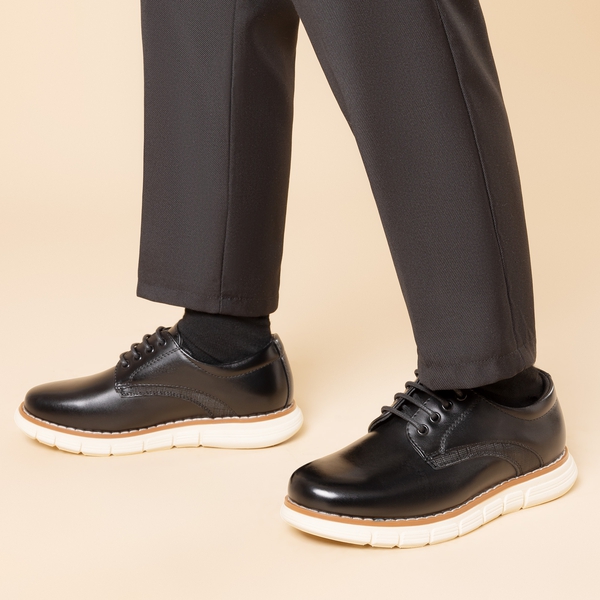 [CrossFlex CrestKids] Boys' Non-Slip Oxford Dress Sneakers - BLACK - 1