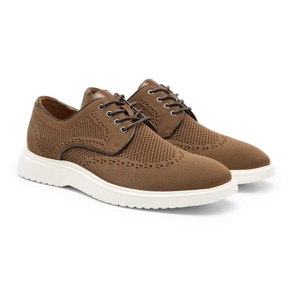 [MaxFlex Ease Breeze+] Men's Knitted Casual Wingtip Oxford Sneakers - BROWN - 5