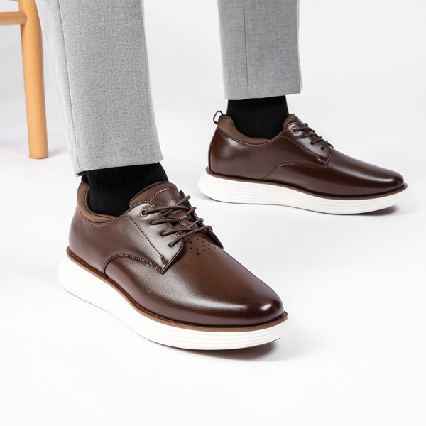 [MaxFlex SuitePolish-] Men's Smart Casual Oxford Hybrid Sneakers - DARK BROWN - 7
