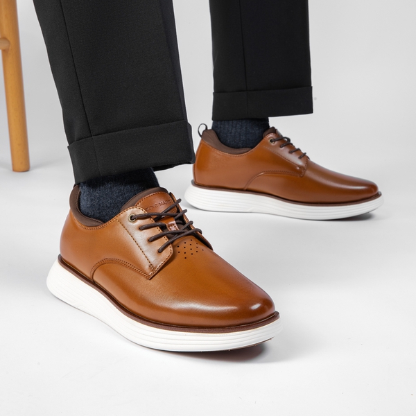 [MaxFlex SuitePolish-] Men's Smart Casual Oxford Hybrid Sneakers - BROWN - 7