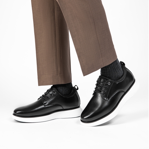[MaxFlex SuitePolish-] Men's Smart Casual Oxford Hybrid Sneakers - BLACK - 6