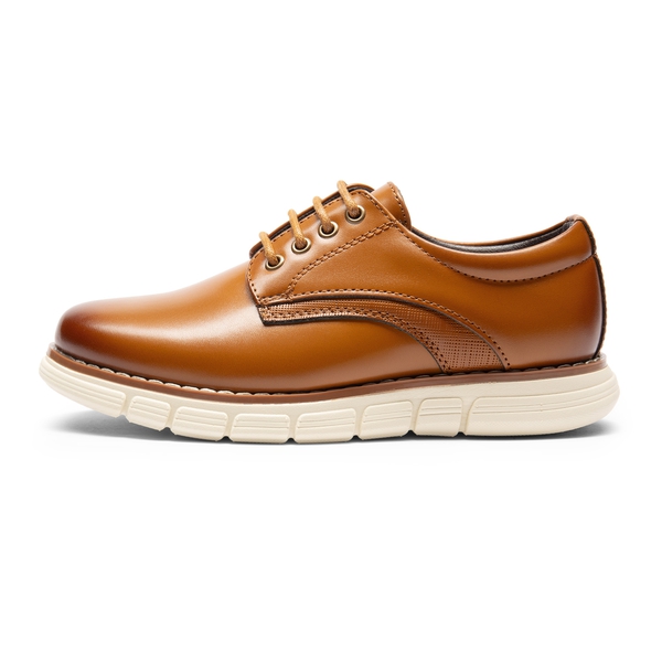 [CrossFlex CrestKids] Boys' Non-Slip Oxford Dress Sneakers - BROWN - 3