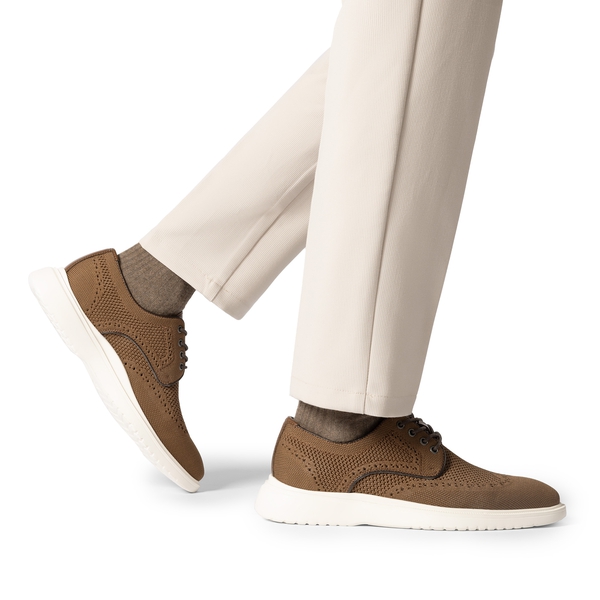 [MaxFlex Ease Breeze+] Men's Knitted Casual Wingtip Oxford Sneakers - BROWN - 7