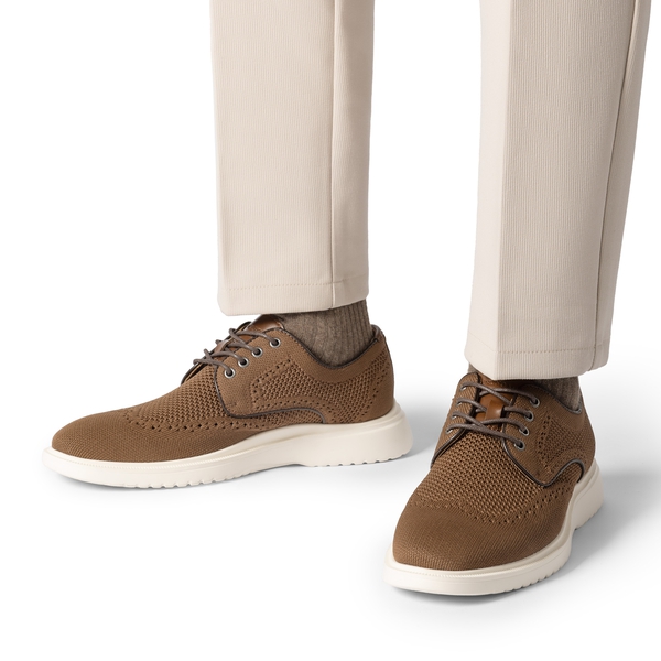 [MaxFlex Ease Breeze+] Men's Knitted Casual Wingtip Oxford Sneakers - BROWN - 6