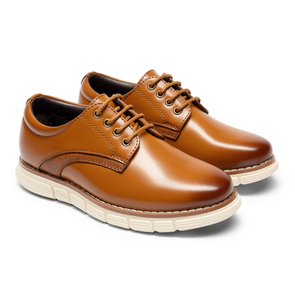 [CrossFlex CrestKids] Boys' Non-Slip Oxford Dress Sneakers - BROWN - 2