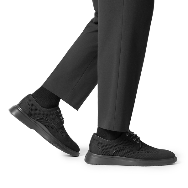 [MaxFlex Ease Breeze+] Men's Knitted Casual Wingtip Oxford Sneakers - BLACK - 7