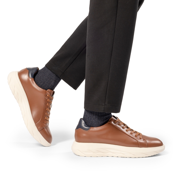 Men's Vegan Leather Casual Dress Sneakers - BROWN - 8