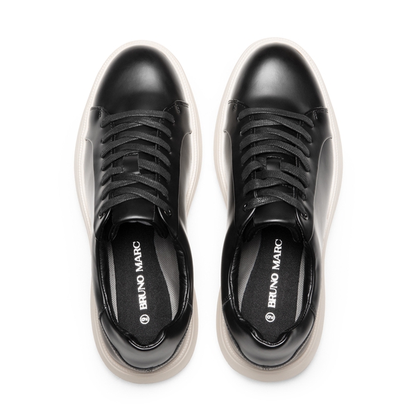 Men's Vegan Leather Casual Dress Sneakers - BLACK - 2