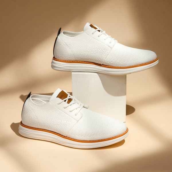 [KnitFlex Breeze] Men's Breathable Mesh Oxford Sneakers - WHITE - 1