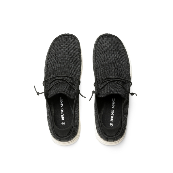 Men's Knitted Slip-On Casual Loafers - BLACK - 3