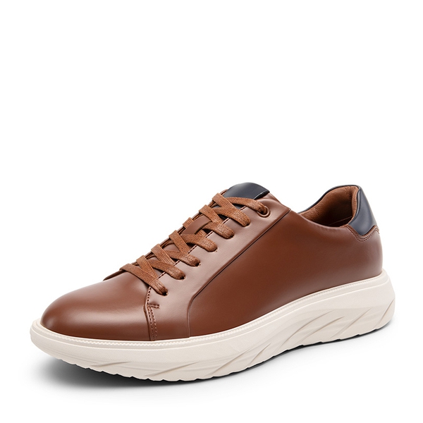 Men's Vegan Leather Casual Dress Sneakers - BROWN -  0