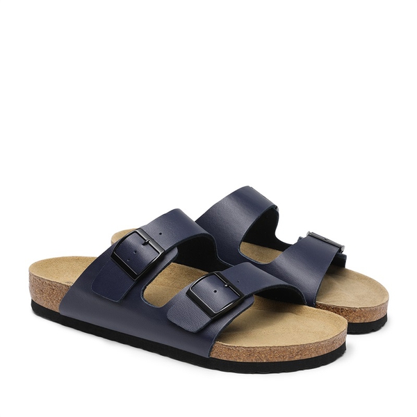 Men's Cork Double Strap Slide Sandals - NAVY - 2