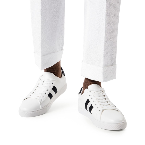 Men's Supportive Vegan Leather Fashion Sneakers - WHITE - 1