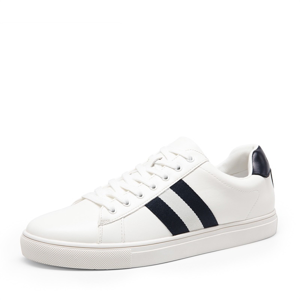 Men's Supportive Vegan Leather Fashion Sneakers - WHITE -  0