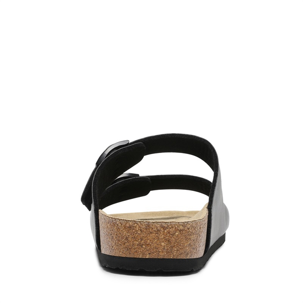 Men's Cork Double Strap Slide Sandals - BLACK - 4