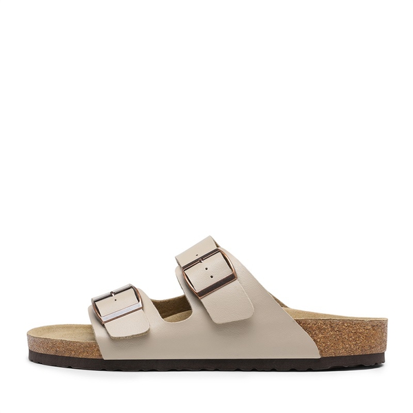 Men's Cork Double Strap Slide Sandals - KHAKI - 5