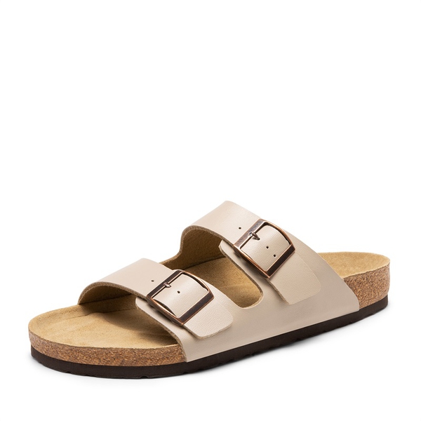 Men's Cork Double Strap Slide Sandals - KHAKI -  0