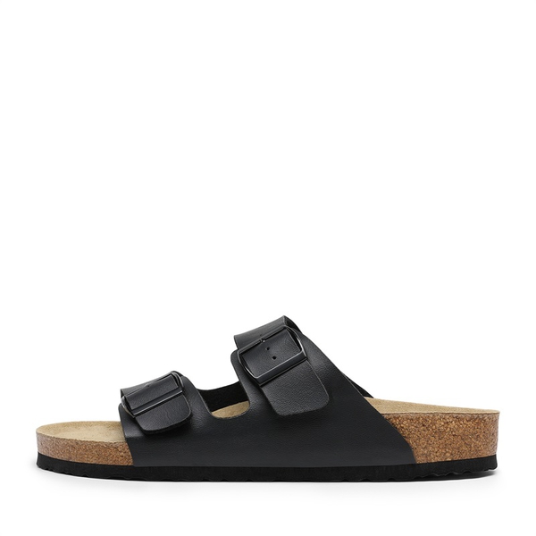 Men's Cork Double Strap Slide Sandals - BLACK - 5