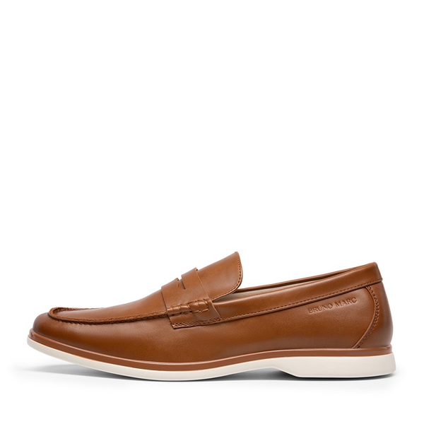 Men's Slip-On Business Penny Loafers - BROWN - 5
