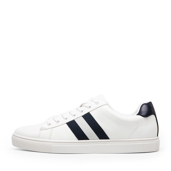 Men's Supportive Vegan Leather Fashion Sneakers - WHITE - 3