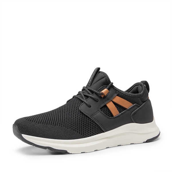 Men's Cushioned Lightweight Mesh Sneakers - BLACK -  0