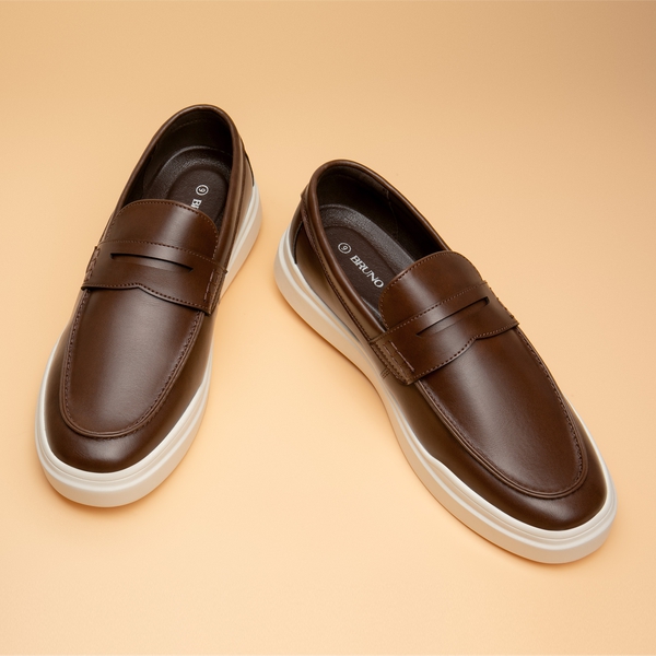 Men's Casual Dress Penny Loafers - DARK BROWN - 7