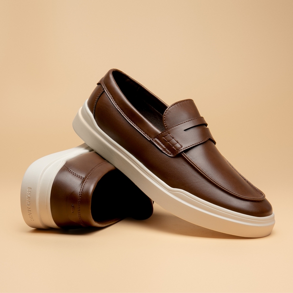 Men's Casual Dress Penny Loafers - DARK BROWN - 6