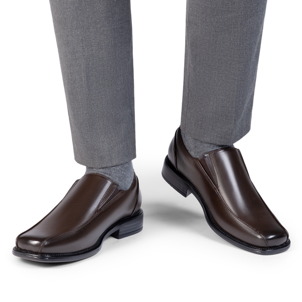 Men's Smart Square Toe Slip On Loafers - DARK BROWN - 6