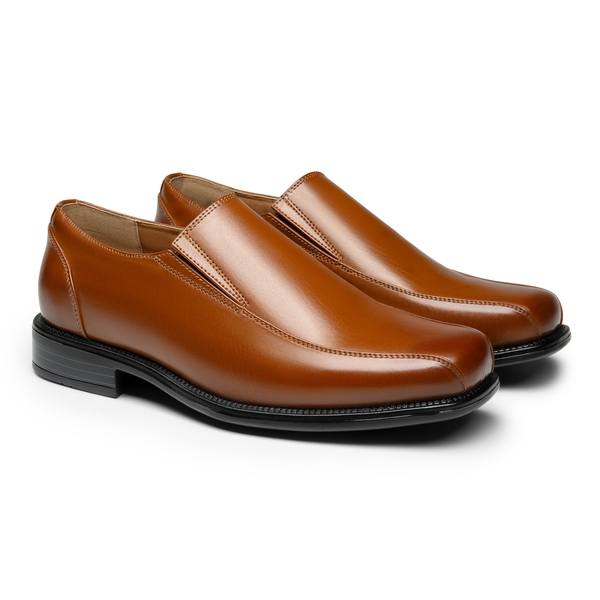Men's Smart Square Toe Slip On Loafers - BROWN - 2