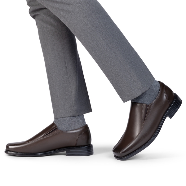 Men's Smart Square Toe Slip On Loafers - DARK BROWN - 5