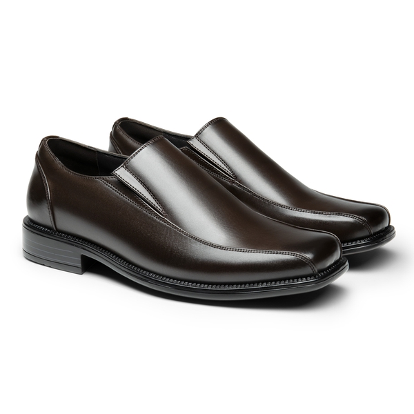 Men's Smart Square Toe Slip On Loafers - DARK BROWN - 2