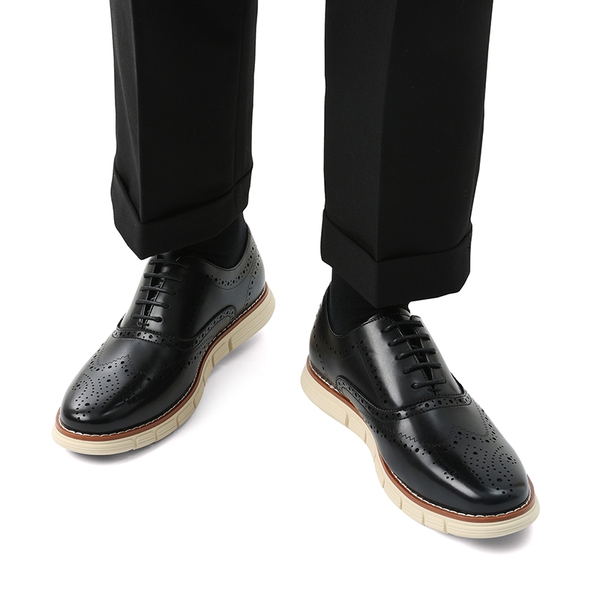 [CrossFlex NeatPolish+] Men's Dress Sneakers Casual Oxford Shoes - BLACK - 6