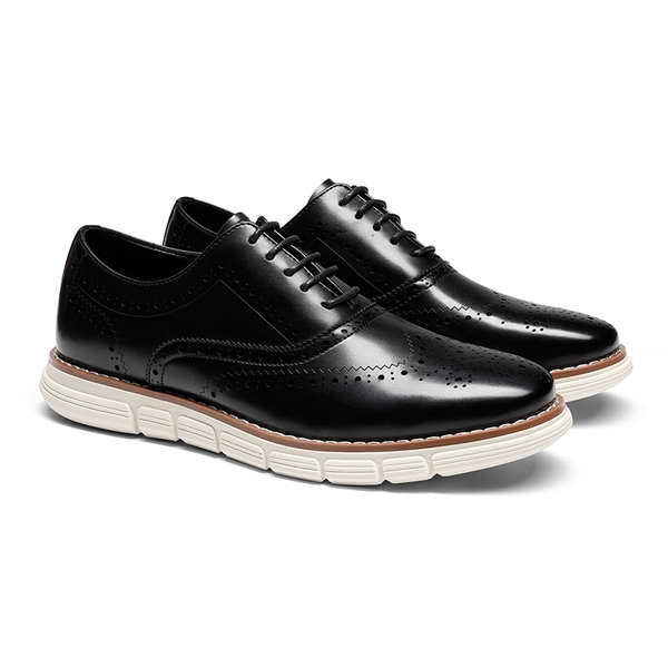 [CrossFlex NeatPolish+] Men's Dress Sneakers Casual Oxford Shoes - BLACK - 3