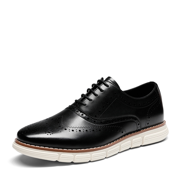 [CrossFlex NeatPolish+] Men's Dress Sneakers Casual Oxford Shoes - BLACK -  0