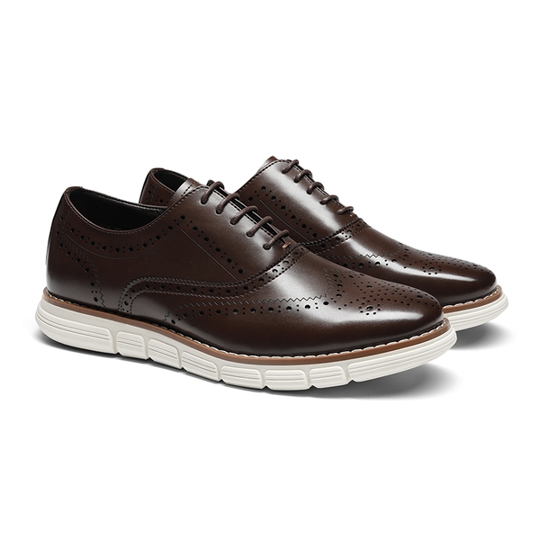 [CrossFlex NeatPolish+] Men's Dress Sneakers Casual Oxford Shoes - DARK-BROWN - 3