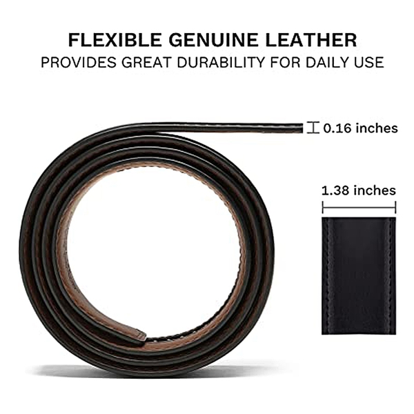 Men's Adjustable Leather Ratchet Belt - BLACK - 3