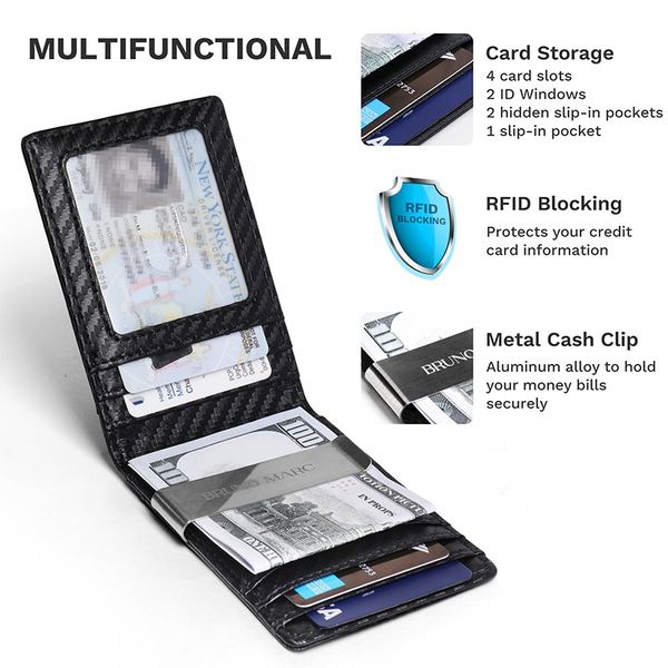 House Of Jack Co. Skull Slim Magnetic Money Clip Wallet - Front Pocket Leather Card Holder For Men