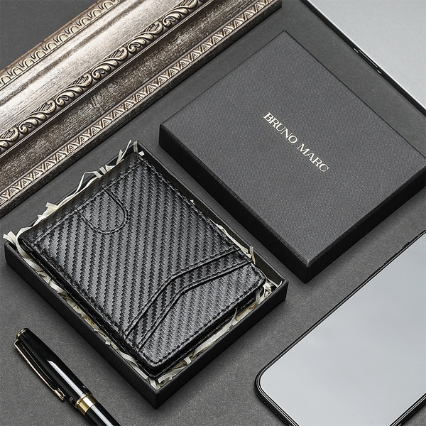 Men's Slim Bifold Wallet With 11 Card Pockets - CARBON - 4