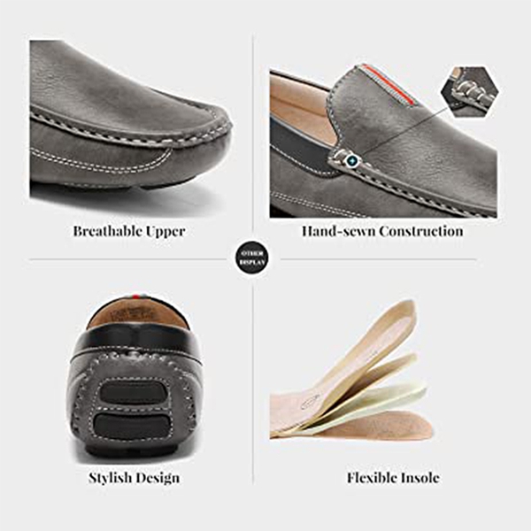 Men's Moc Toe Driving Loafers - GREY - 3