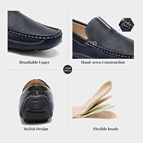 Men's Moc Toe Driving Loafers - NAVY - 3