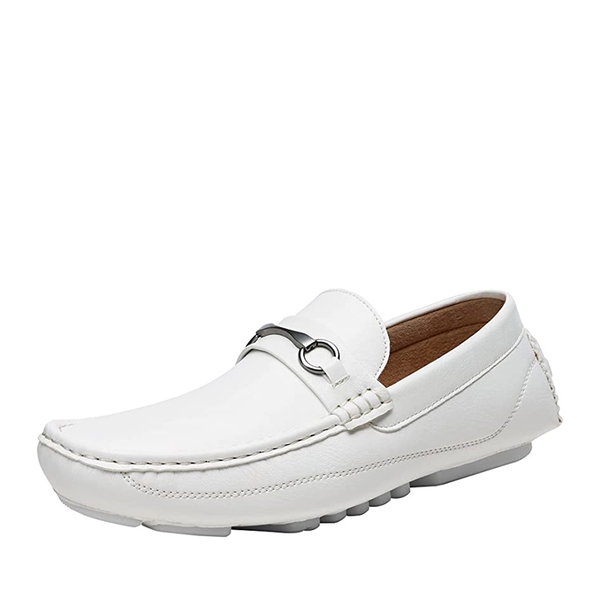 Men's Horsebit Driving Moccasin Loafers - WHITE -  0