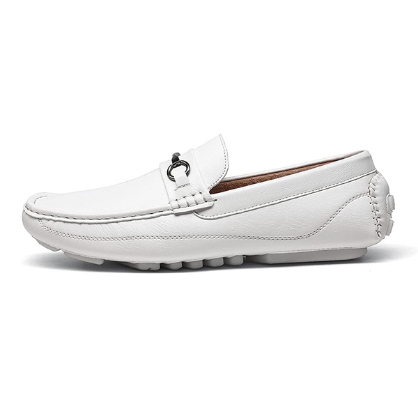 Men's Horsebit Driving Moccasin Loafers - WHITE - 1