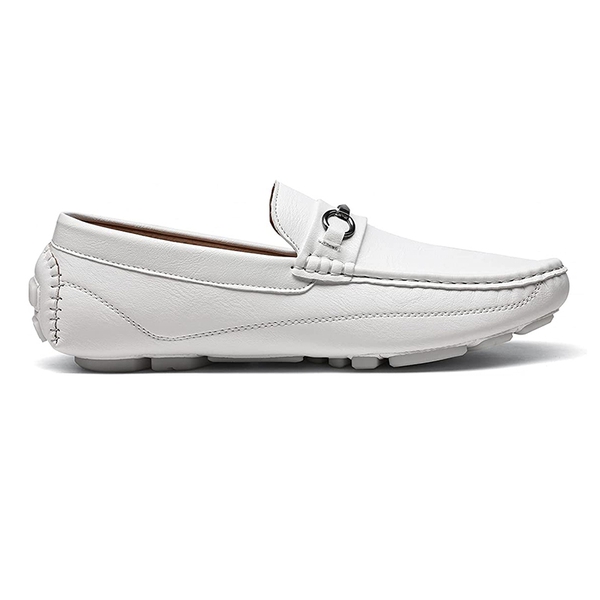 Men's Horsebit Driving Moccasin Loafers - WHITE - 2