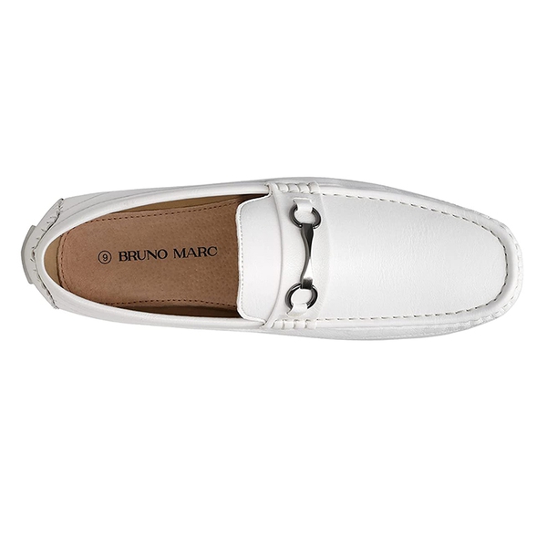 Men's Horsebit Driving Moccasin Loafers - WHITE - 3