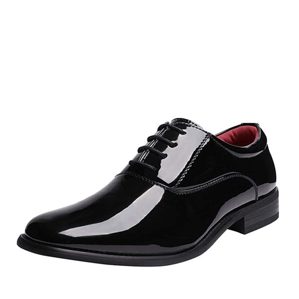 Men's Classic Black Tie Oxford Dress Shoes - BLACK -  0