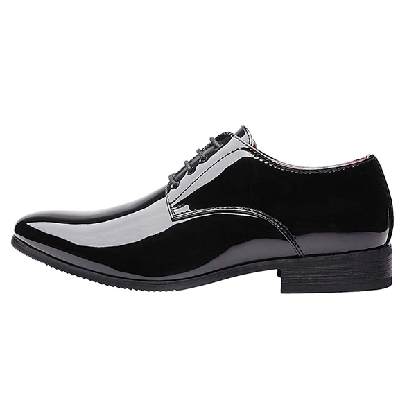 Men's Classic Glossy PU Oxford Shoes - BLACK - 1
