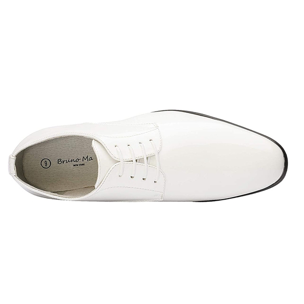 Men's Classic Glossy PU Oxford Shoes - WHITE - 2