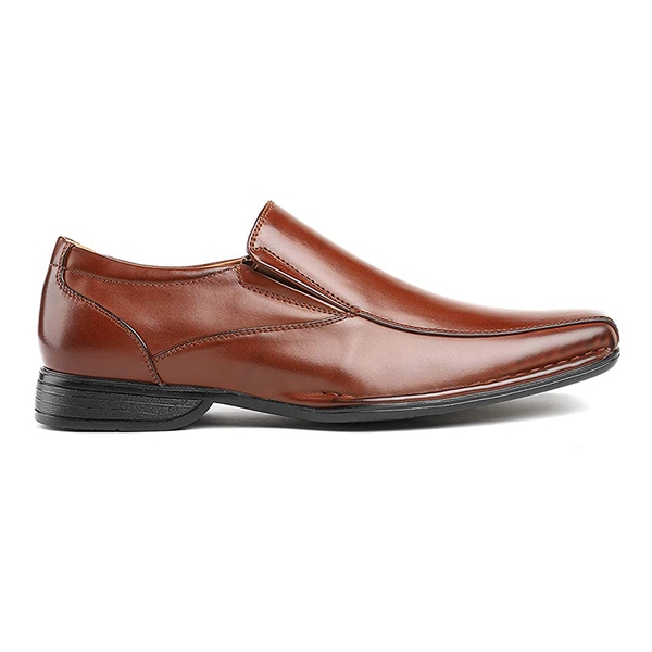 Men's Square Toe loafers Dress Shoes - BROWN - 1