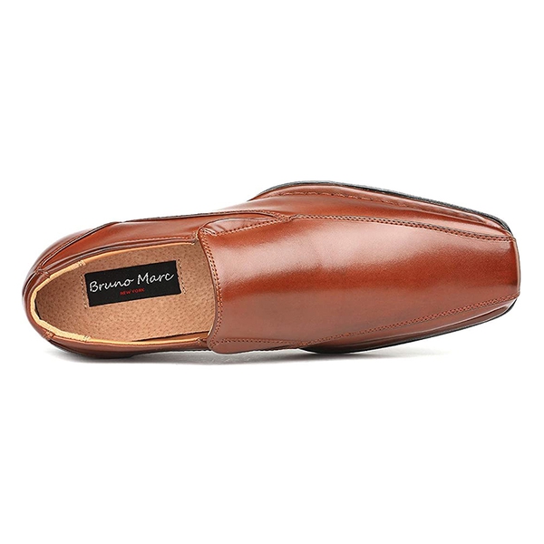 Men's Square Toe loafers Dress Shoes - BROWN - 2