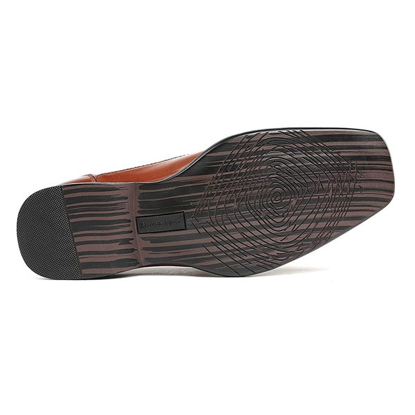 Men's Square Toe loafers Dress Shoes - BROWN - 4